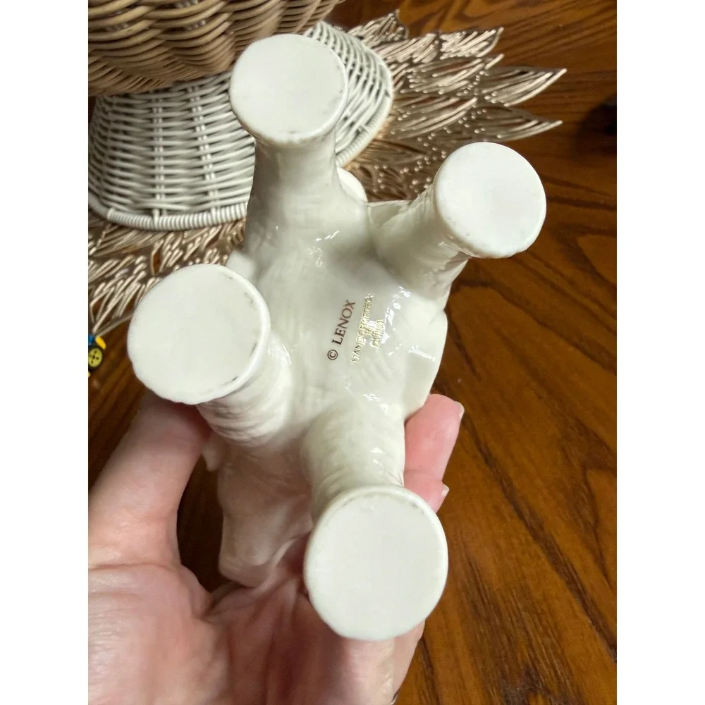 Lenox Elephant Tealight Candle Holder Home Decor Cream Gold Excellent Trunk Up